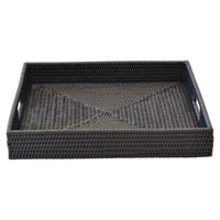 Black Caribbean Square Rattan Tray