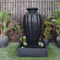 Charcoal Aegean Fountain by Galleria Imports front view close up