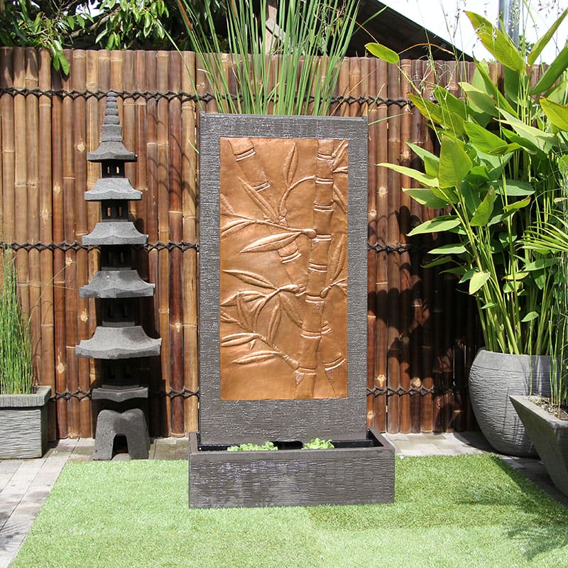Galleria Bamboo Copper Wall fountain water feature in grey