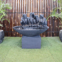 Frog in the Pond water fountain by Galleria front view