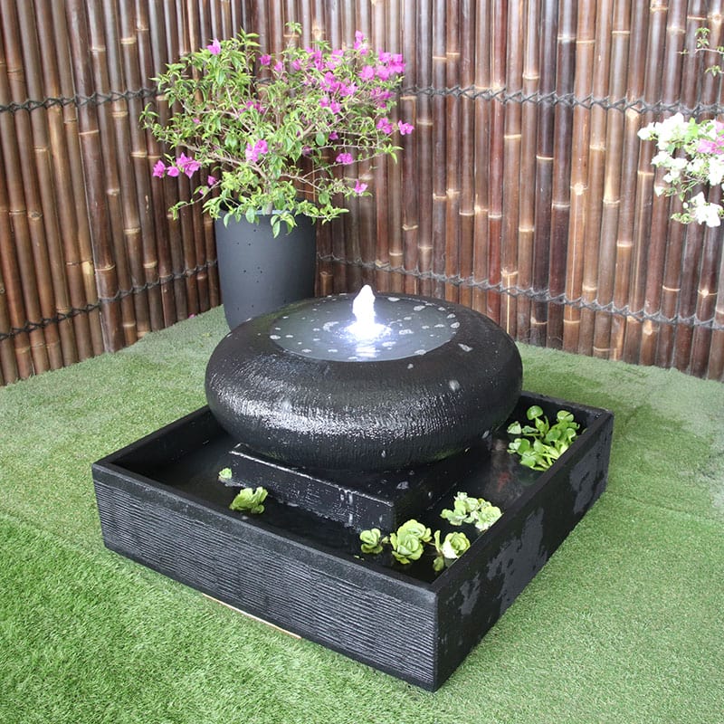 Galleria Imports Moon Pot Fountain Charcoal Top right angle view