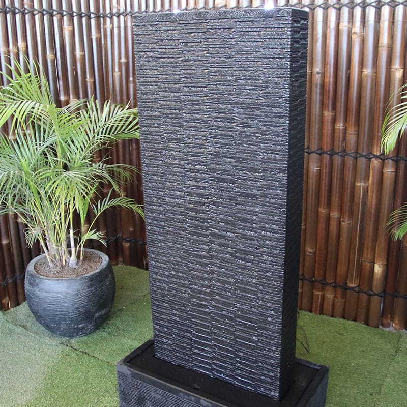 Galleria Imports Rectangle Ripple Fountain in charcoal right angle view