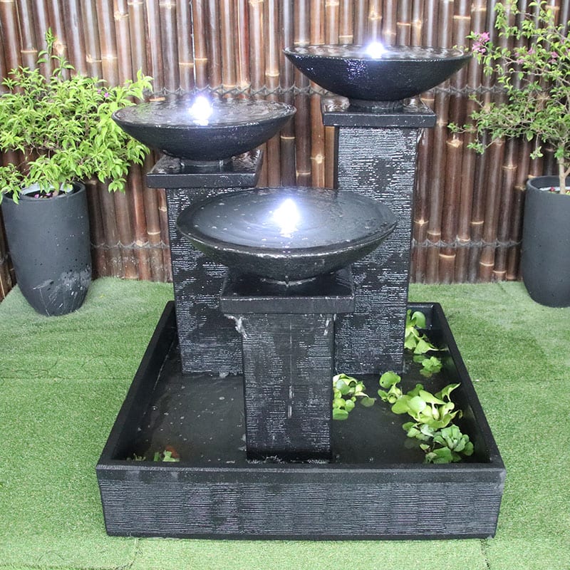 Galleria Triple Bowl Fountaini n charcoal