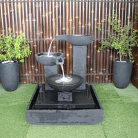 Galleria Imports Trio Bowl Fountain large charcoal front view