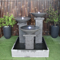 Galleria Imports Triple Bowl Fountain Grey front view