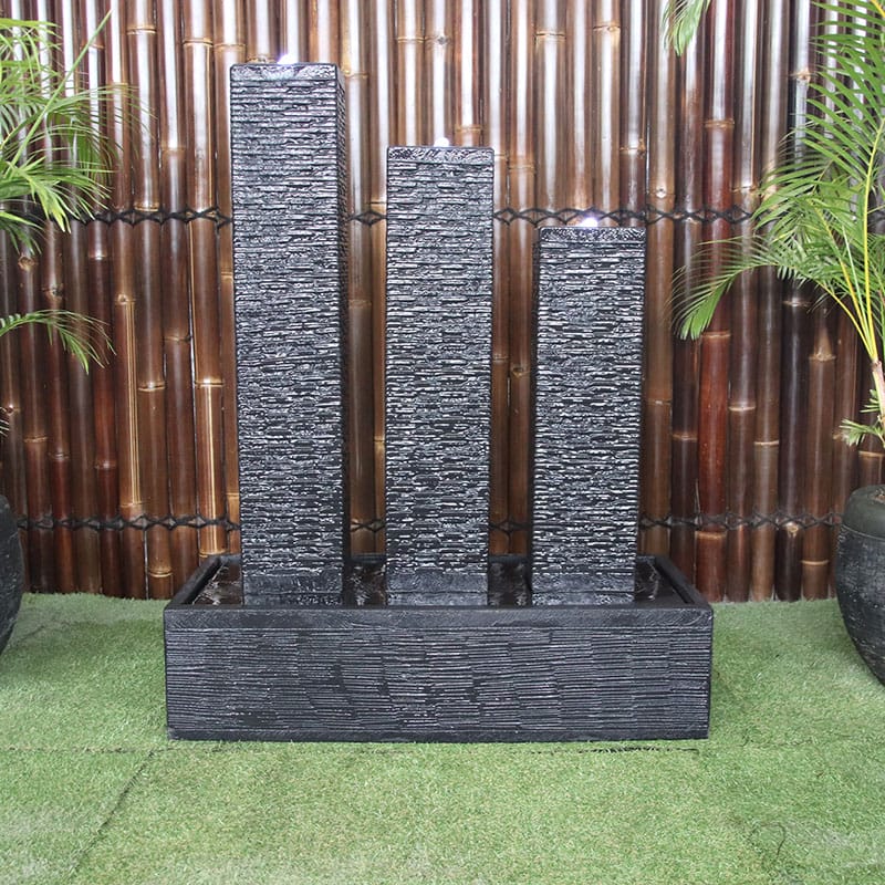 Galleria Imports Triple Ripple Fountain in charcoal front view