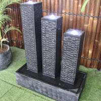 Galleria Imports Triple Ripple Fountain in charcoal top right angle view