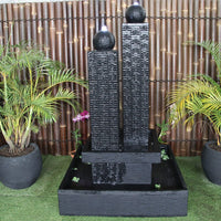 Galleria Imports Twin Column Fountain in charcoal close up