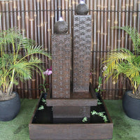 Galleria Imports Twin Column Fountain in rust close up