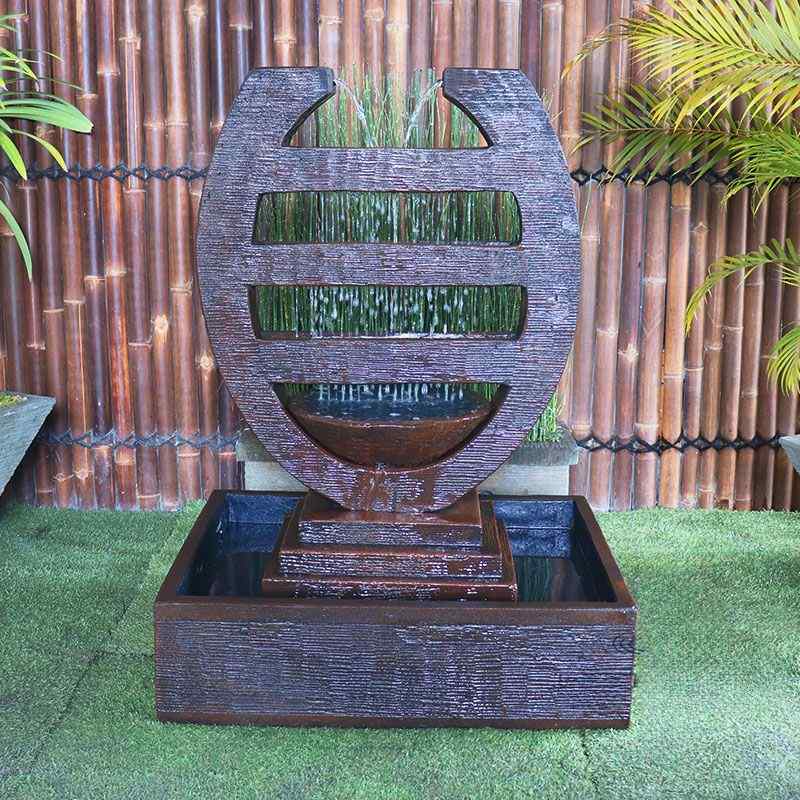 Harp Fountain Rust Front View