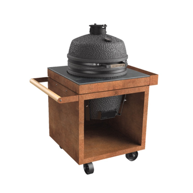 OFYR Pro+ Kamado Grill Stand with Ceramic Table Top in Corten Steel