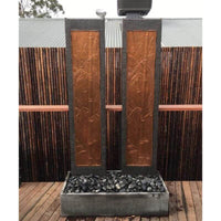 Twin Bamboo Wall Fountain with pebbles
