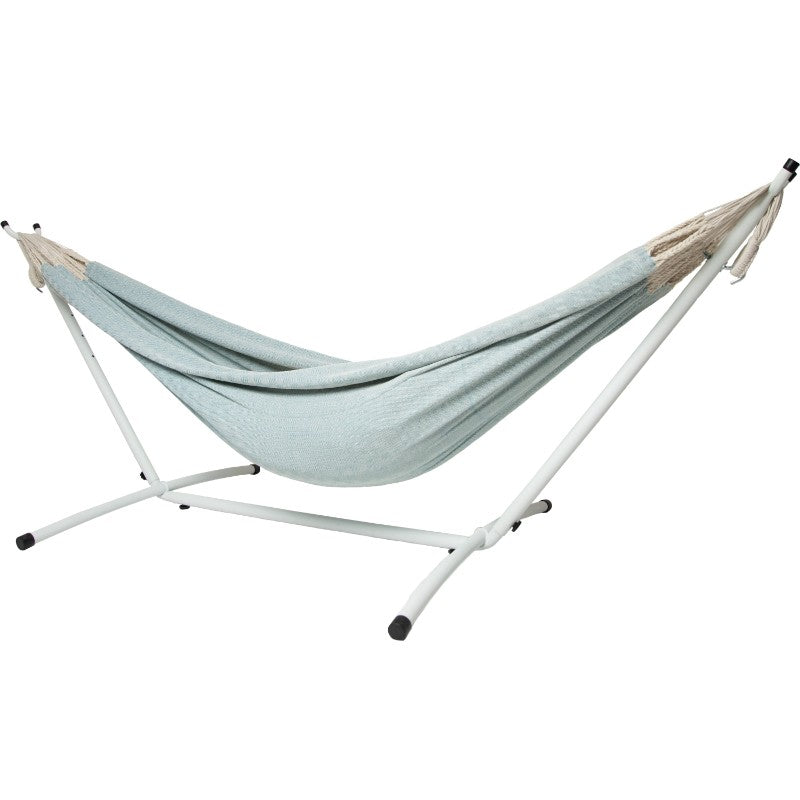 Pacific Hammocks 10ft White Universal Steel Hammock Stand And Authentic Double Clasico Hammock in Beau Blue