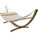 12 ft Natural Wooden Arc Hammock Stand King Quilted-Hammock in Cream