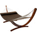 12 ft Natural Wooden Arc Hammock Stand King Quilted Hammock in Brown