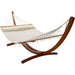 12 ft Wooden Arc Hammock Stand King Quilted Hammock in Cream