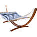 12 ft Wooden Arc Hammock Stand King Quilted Hammock in Hamptons Stripe