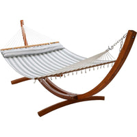 12 ft  Wooden Arc Hammock Stand King Quilted-Hammock in Stone Stripe