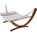 12 ft  Wooden Arc Hammock Stand King Quilted-Hammock in Stone Stripe