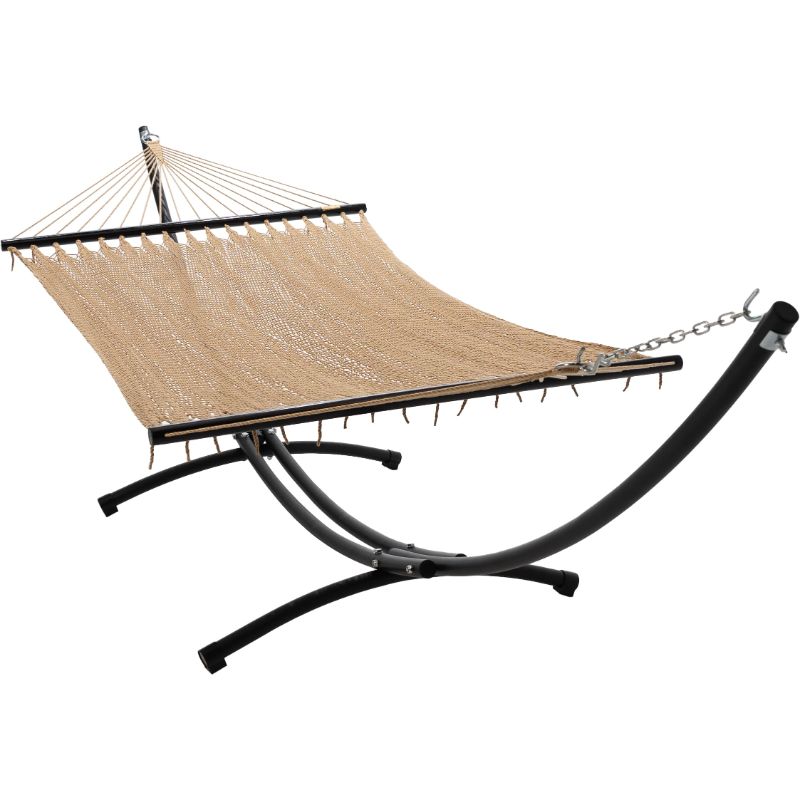 12ft Steel Arc Hammock Stand Caribbean Polyester Rope Hammock