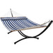 12ft Steel Arc Hammock Stand King Quilted Hammock Hamptons Stripe