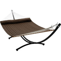 12ft Steel Arc Hammock Stand King Quilted Hammock in Brown