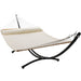 12ft Steel Arc Hammock Stand King Quilted Hammock in Cream