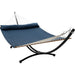 12ft Steel Arc Hammock Stand King Quilted Hammock in Navy Blue