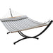 12ft Steel Arc Hammock Stand King Quilted Hammock in Stone Stripe