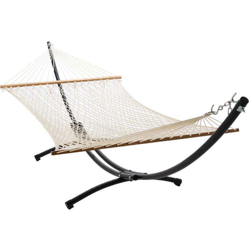 12ft Steel Arc Hammock Stand Resort Polyester Rope Hammock
