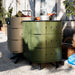 Aluvy Jean Basalt Outdoor Storage Cabinet Right Kaki connected to Champagne firepit