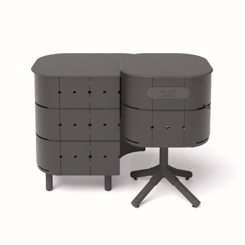 Aluvy Jean Basalt Outdoor Storage Cabinet Anthracite with Fire pit
