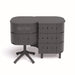 Aluvy Jean Basalt Outdoor Storage Cabinet Right Anthracite connected to a fire pit in White Background