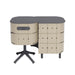 Aluvy Jean Basalt Outdoor Storage Cabinet Right Champagne connected to a Fire Pit in white Background