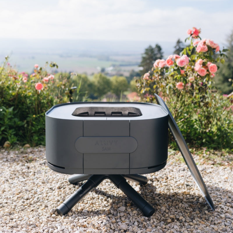 ALUVY SAM Low Brazier Anthracite with Lid on the side