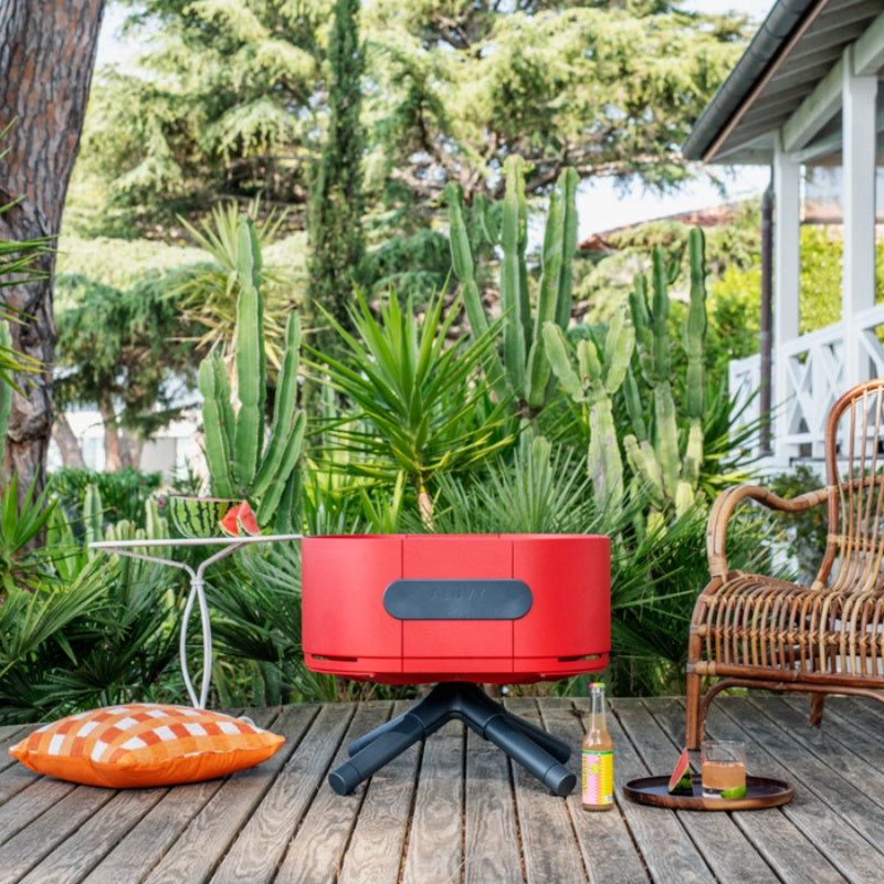 ALUVY SAM Low Brazier Piment outdoor Deck with chair deside