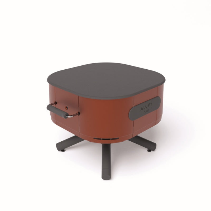 ALUVY SAM Low Brazier Terracota With Grey Top angled View