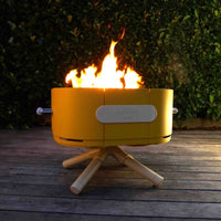 ALUVY SAM Original Low Brazier Sunflower with Flame on the Deck