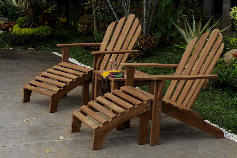 East India Teak Adirondack Chair with Stool