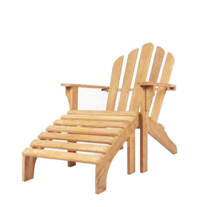 East India Teak Adirondack Chair with Stool