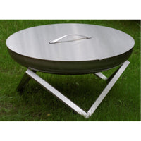 Alfred Riess Fire Pit Cover Large Stainless close up view on Grass