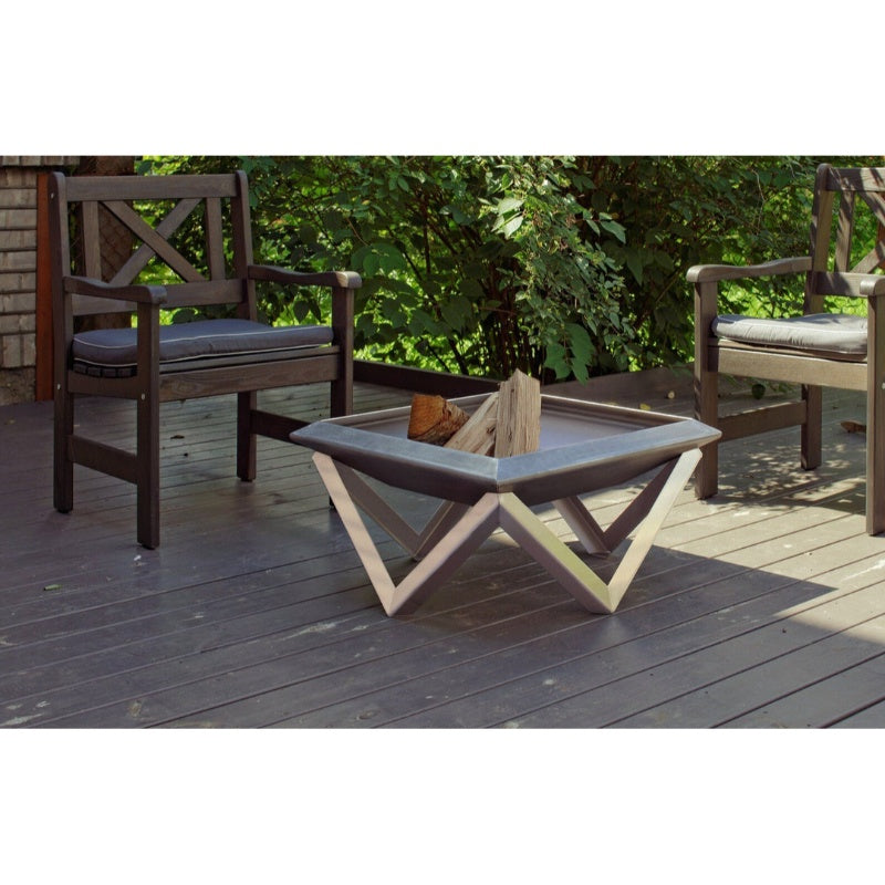 Alfred Riess Kubas Steel Fire Pit Medium on Wooden Deck