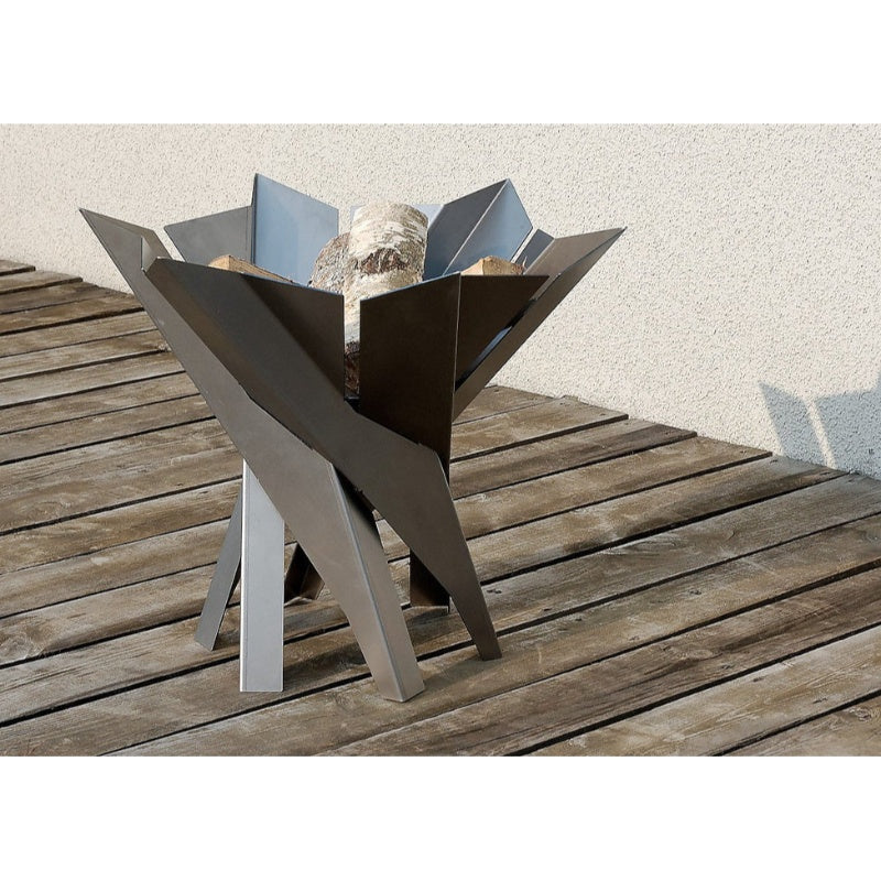 Alfred Riess Lotus Stainless Steel Brazier Large on wooden Deck