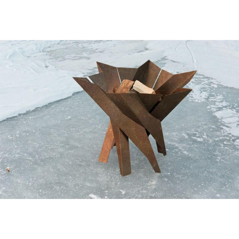 Alfred Riess Lotus Stainless Steel Brazier Large Rust on Ice