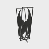 Alfred Riess Steel Log Rack Flame full view with White background