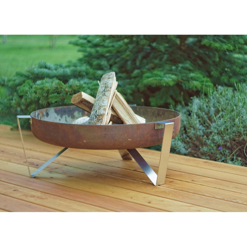 Alfred Riess Tashkooh Steel Fire Pit Medium Rust with Wood