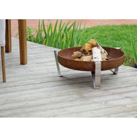 Alfred Riess Tashkooh Steel Fire Pit Medium rust on Deck
