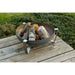 Alfred Riess Tashkooh Steel Fire Pit Medium Top view with Wood