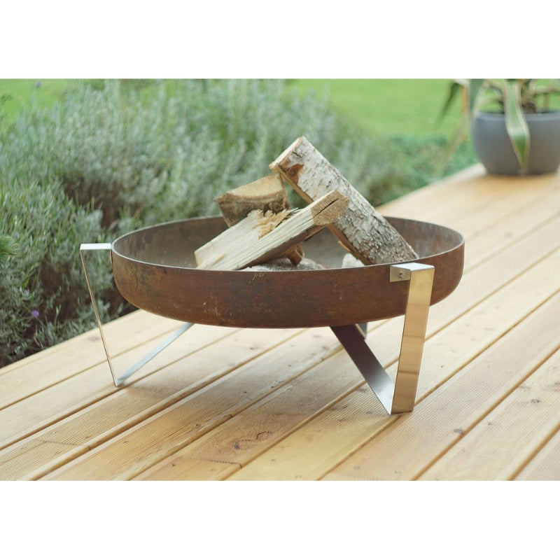 Alfred Riess Tashkooh Steel Fire Pit Medium with Wood on top