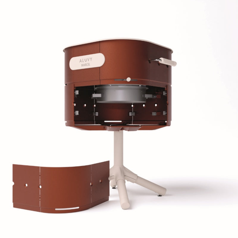 ALUVY MARCEL Original White Barbeque terracotta bottom open